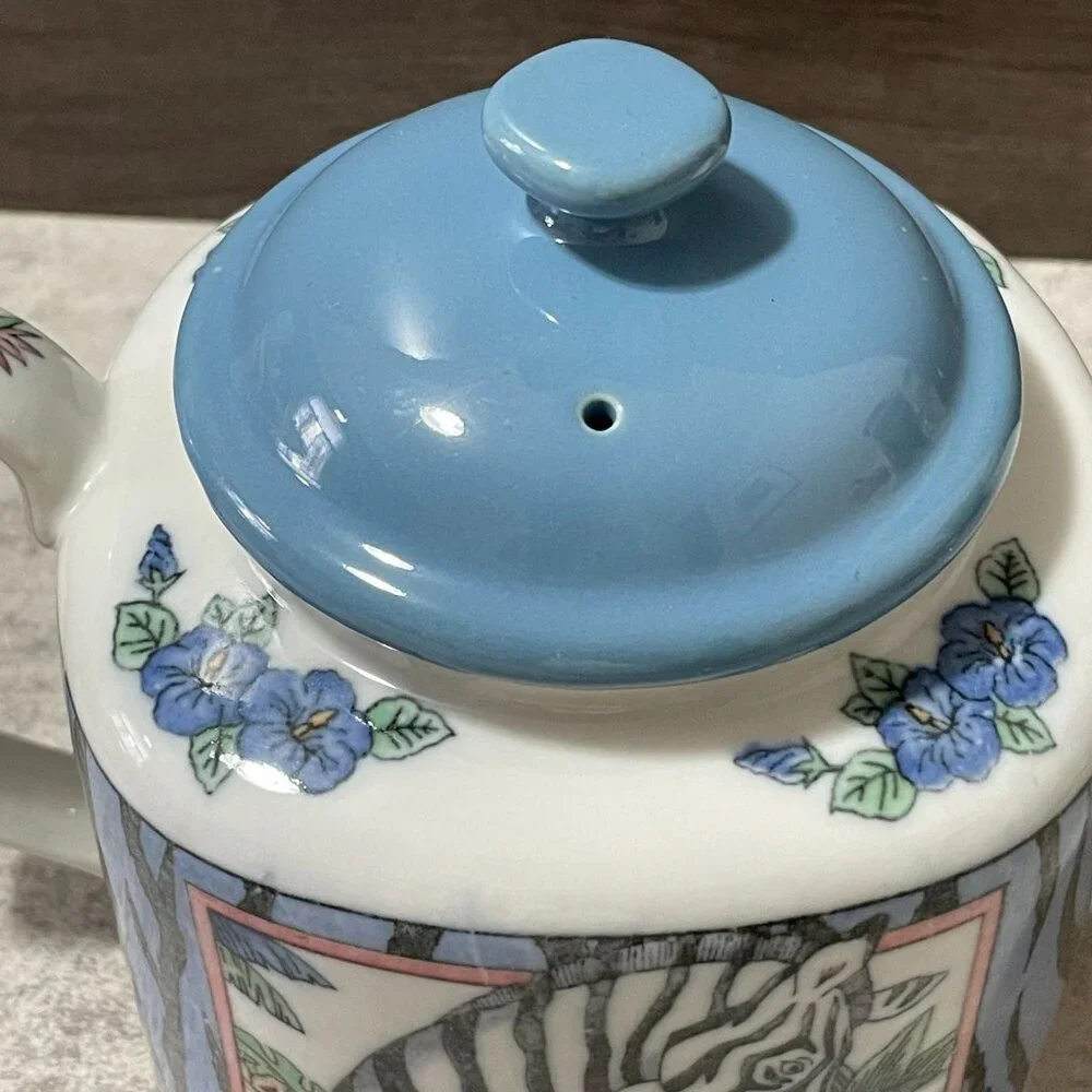 Vintage Takahashi San Francisco Zebra Tiger Hand Painted Teapot Made in Japan